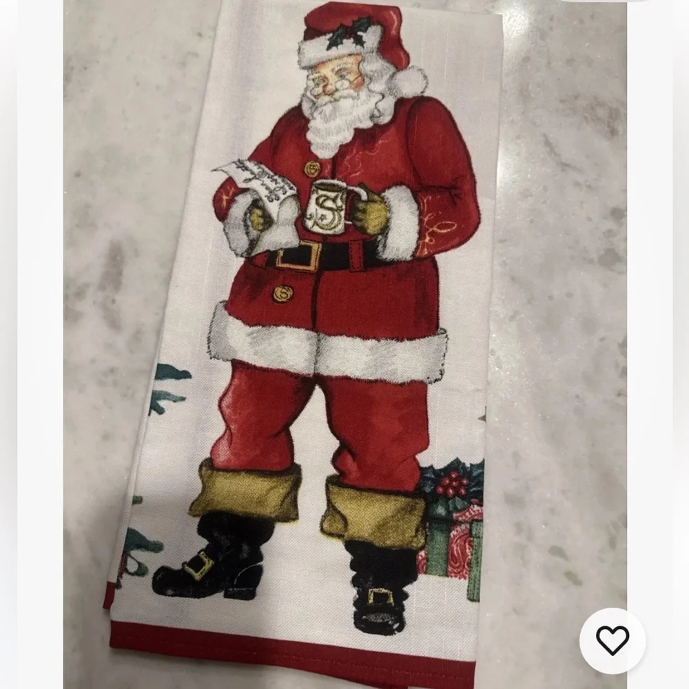 Williams Sonoma ‘Twas The Night Before Christmas Santa Set of 2 Kitchen Towels
